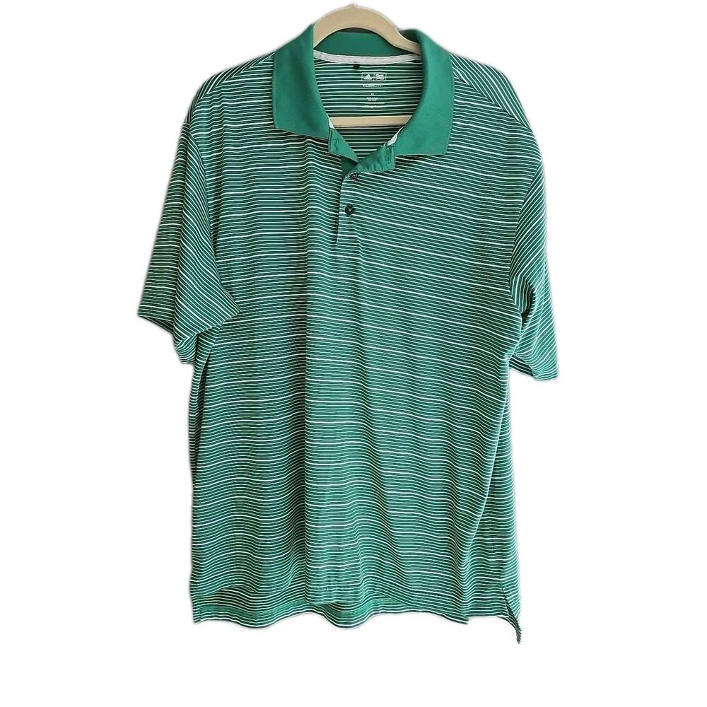 Adidas‎ Climalite Green Striped Tour Performance Golf Polo Shirt Men's Size XL